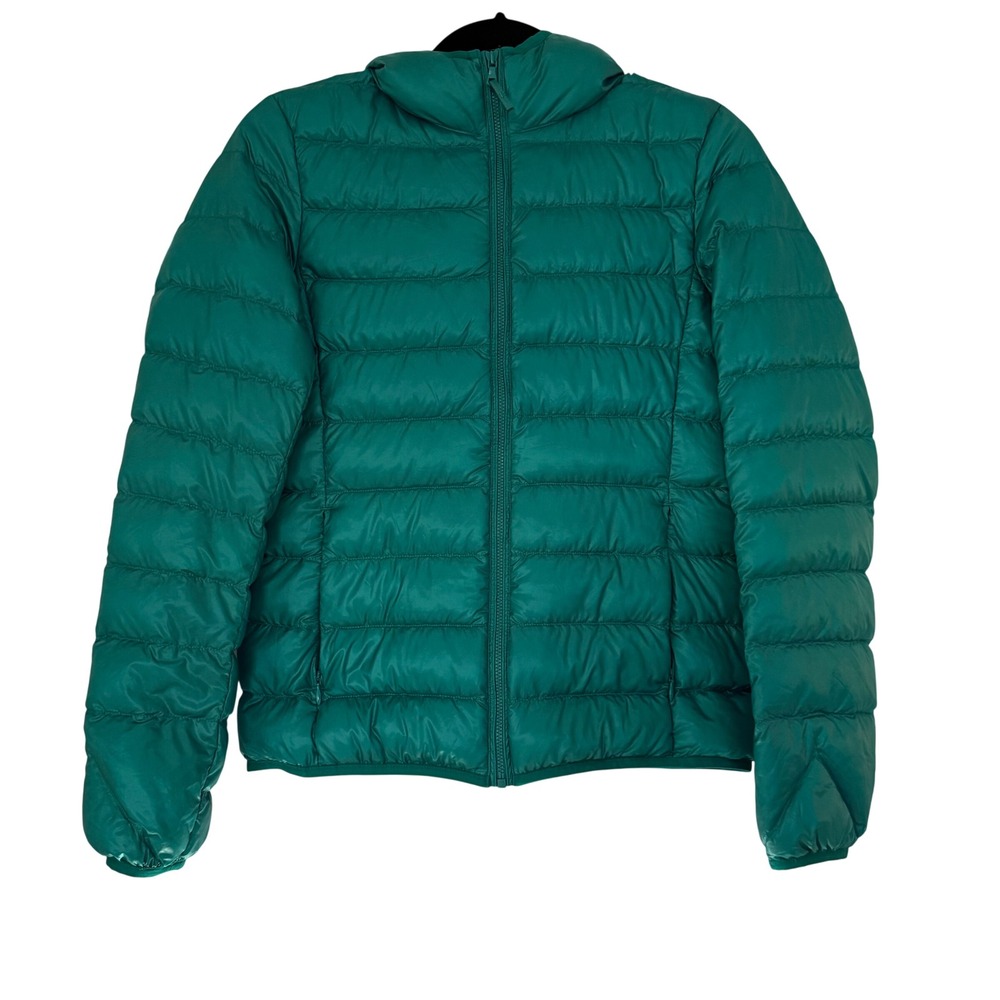 Uniqlo Ultra Light Down Hooded Puffer Jacket Emerald Green Womens Small 146393